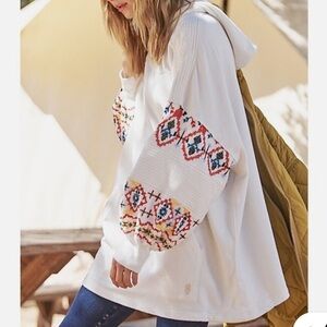 NWOT FREE PEOPLE FP MOVEMENT Crystal Sport Boho Embroidered Hoodie sz S-XL